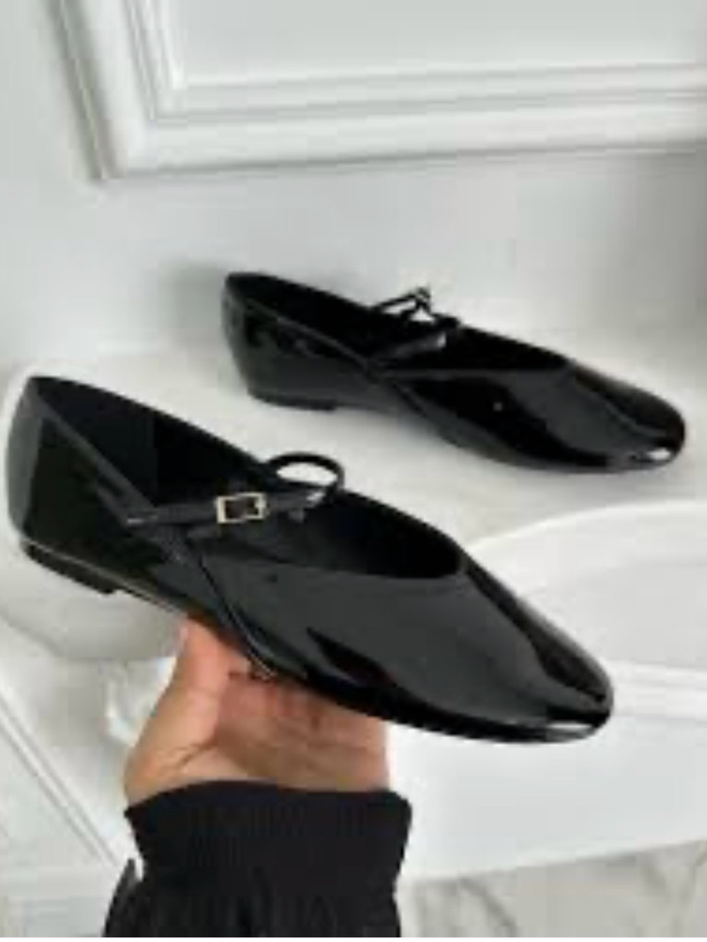 Zara Black Patent Leather Ballet Flats Size 41 / 10